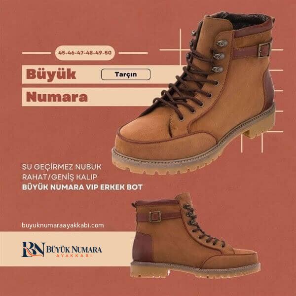 KZ4103 Tarçın deri büyük numara erkek bot - ürün detayı 2