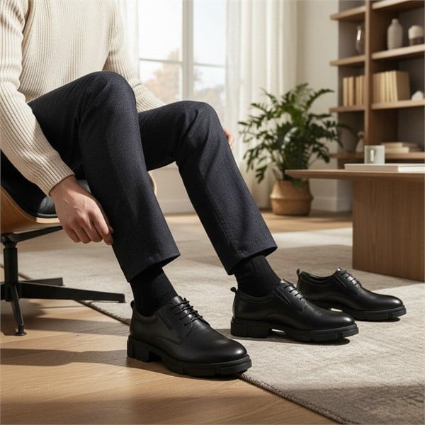 CK4296 Siyah Deri Büyük Numara Erkek Günlük Ayakkabı 45–50 numara ürün görseli 2