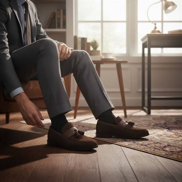 KD0696 Kahve Süet Büyük Numara Erkek Klasik Ayakkabı ürün görseli 2