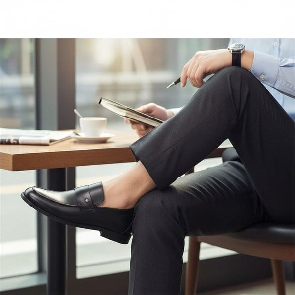KD0695 Siyah Büyük Numara Erkek Loafer Ayakkabı ürün görseli 2