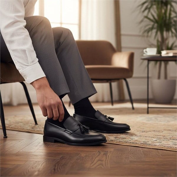 KD0696 Siyah Büyük Numara Erkek Loafer Ayakkabı ürün görseli 2