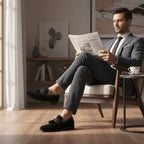 KD0696 Siyah Süet Büyük Numara Erkek Loafer Ayakkabı ürün görseli 2