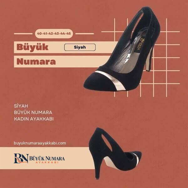 190327 Siyah 11 Pont Büyük Numara Kadın Abiye Stiletto 40–44 numara ürün görseli 3