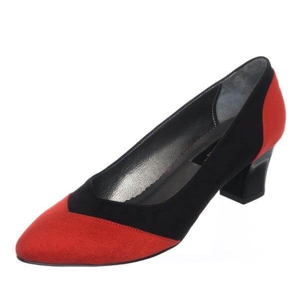 5130 Siyah & Kırmızı 5 Pont Kısa Topuklu Büyük Numara Kadın Stiletto 40–44 numara ürün görseli