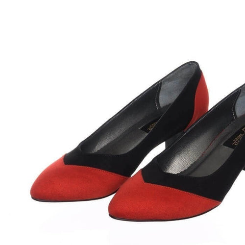 5130 Siyah & Kırmızı 5 Pont Kısa Topuklu Büyük Numara Kadın Stiletto 40–44 numara ürün görseli 2
