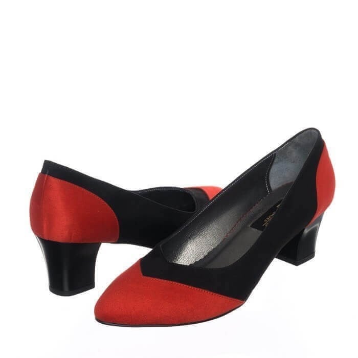5130 Siyah & Kırmızı 5 Pont Kısa Topuklu Büyük Numara Kadın Stiletto 40–44 numara ürün görseli 4