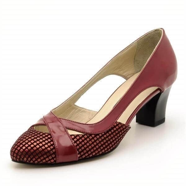 5389 Bordo 5 Pont Kısa Topuklu Büyük Numara Kadın Stiletto 40–44 numara ürün görseli