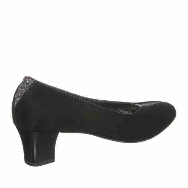 KDR1019 Siyah Süet 5 Pont Kısa Topuklu Büyük Numara Kadın Stiletto 40–44 numara ürün görseli 4