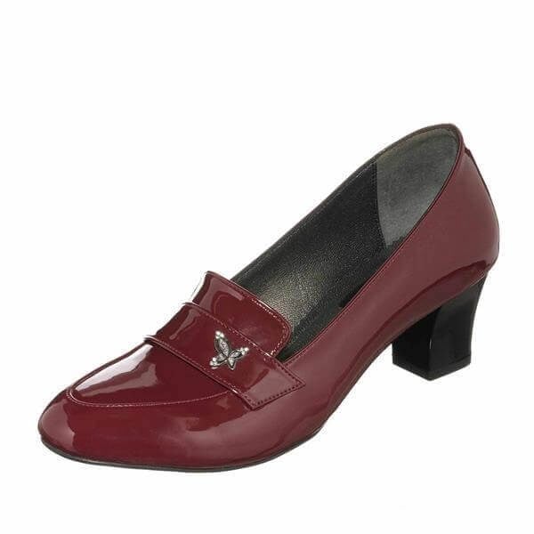 KDR1266 Bordo Rugan 5 Pont Kısa Topuklu Büyük Numara Kadın Stiletto 40–44 numara ürün görseli