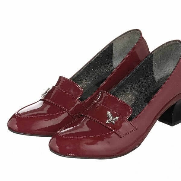 KDR1266 Bordo Rugan 5 Pont Kısa Topuklu Büyük Numara Kadın Stiletto 40–44 numara ürün görseli 6