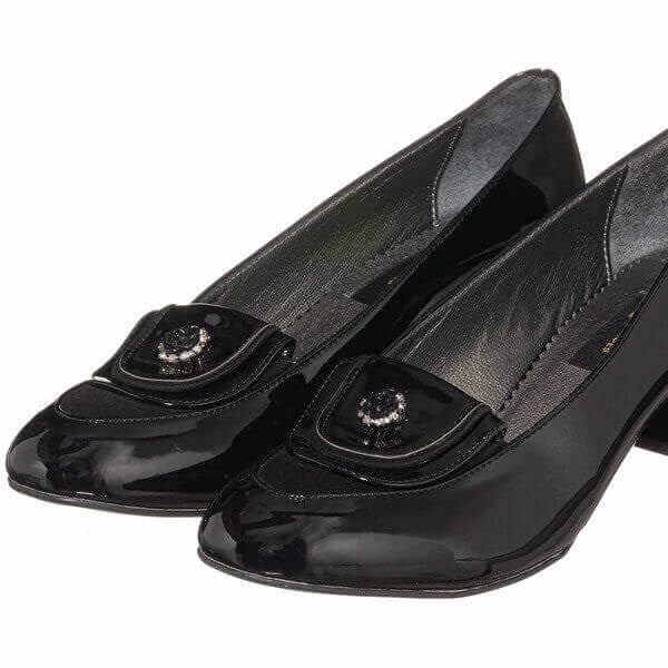 KDR1476 Siyah Rugan 5 Pont Kısa Topuklu Büyük Numara Kadın Stiletto 40–44 numara ürün görseli 5