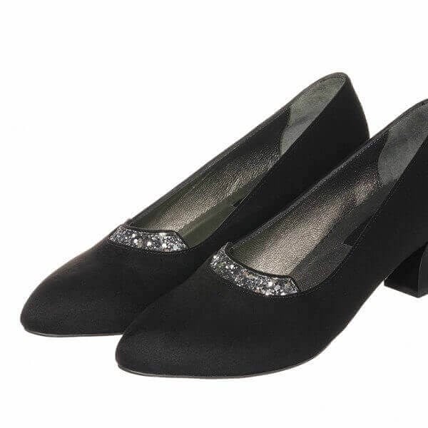 KDR1631 Siyah Süet 5 Pont Kısa Topuklu Büyük Numara Kadın Stiletto 40–44 numara ürün görseli 6
