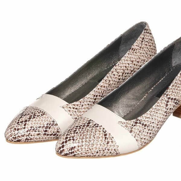 KDR1813 Vizon Yılan Baskı 5 Pont Kısa Topuklu Büyük Numara Kadın Stiletto 40–44 numara ürün görseli 6