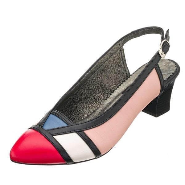 ND97 Çok Renkli 5 Pont Kısa Topuklu Büyük Numara Kadın Stiletto 40–44 numara ürün görseli