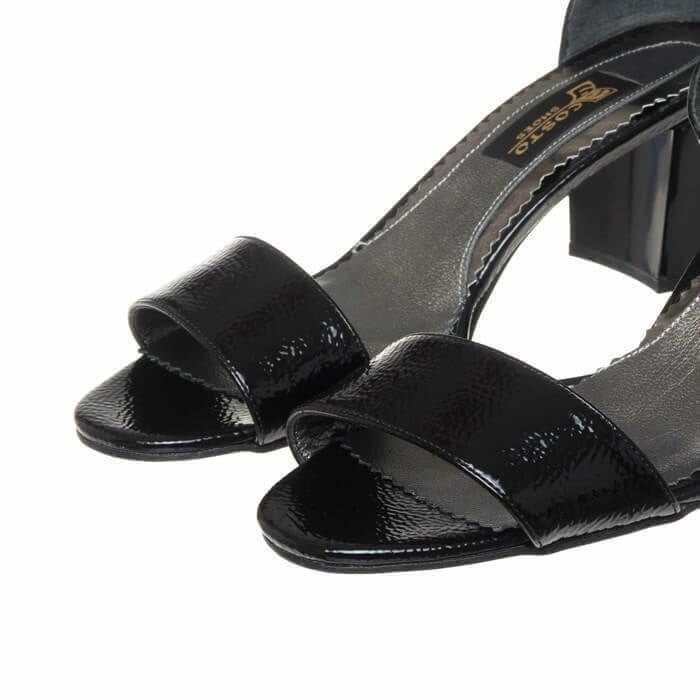 19903 Siyah Rugan 7 Pont Kısa Topuklu Büyük Numara Kadın Stiletto 40–44 numara ürün görseli 5