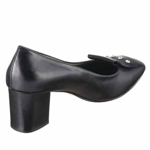 F1617 Siyah Rugan 7 Pont Kısa Topuklu Büyük Numara Kadın Stiletto 40–44 numara ürün görseli 6
