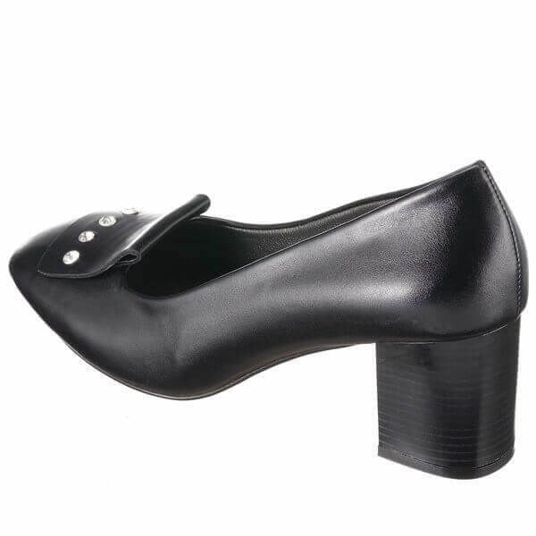 F1617 Siyah Rugan 7 Pont Kısa Topuklu Büyük Numara Kadın Stiletto 40–44 numara ürün görseli 7