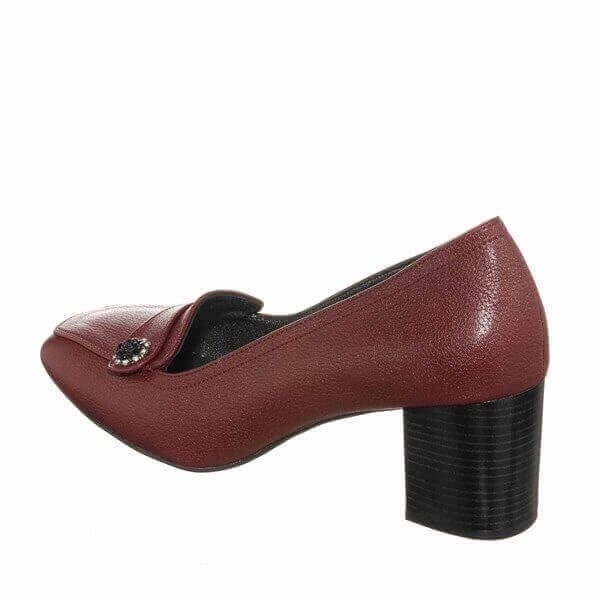 KDR1258 Bordo 7 Pont Kısa Topuklu Büyük Numara Kadın Stiletto 40–44 numara ürün görseli 4