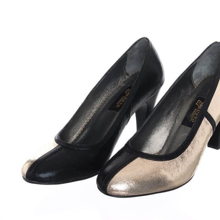 19356 Dore & Siyah 9 Pont Büyük Numara Kadın Stiletto 40–44 numara ürün görseli 2