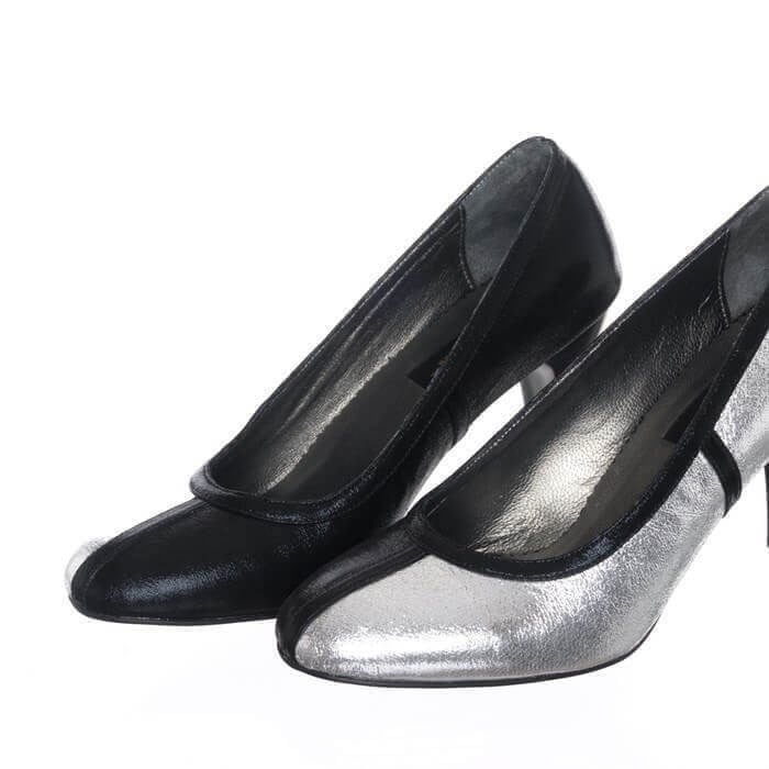 19356 Lame & Siyah 9 Pont Büyük Numara Kadın Stiletto 40–44 numara ürün görseli 3