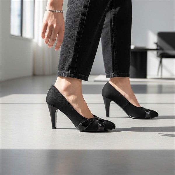 KDR1869 Siyah 9 Pont Büyük Numara Kadın Stiletto 40–44 numara ürün görseli 2