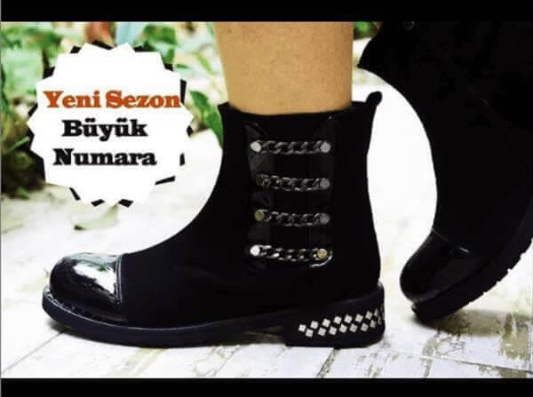 F1351 Siyah Yağlı Süet Büyük Numara Kadın Bot ürün görseli 3