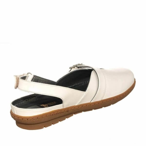 DRL7011 Sedef kadın babetin dış yan arka görünümü; açık yan bölüm, topuk bandı ve bloklu kahverengi taban net detayı